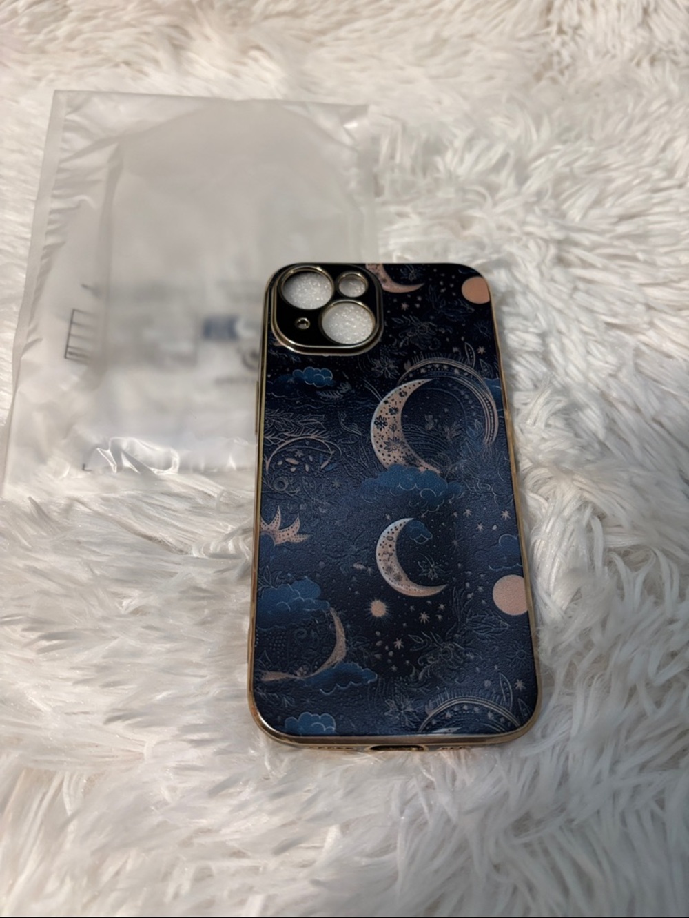 Decorative Moon & Stars Navy Blue Phone Case - Compatible with iPhone 15